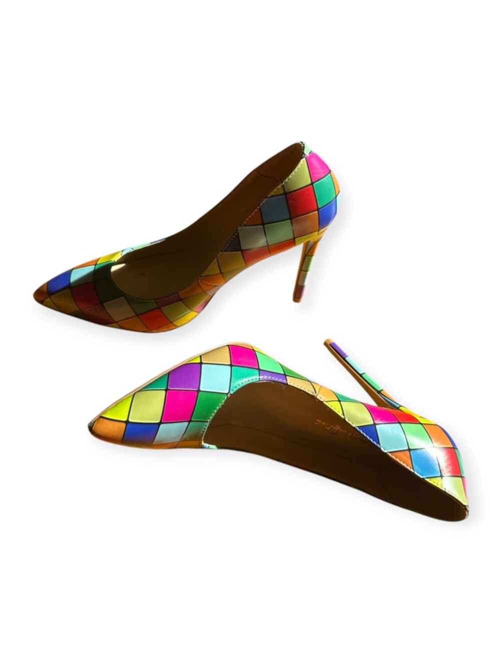 Quincee Easton Multi-Color Geometric Mosaic Pointed Toe Pumps, Size 38/8 NWOT - Picture 4 of 12